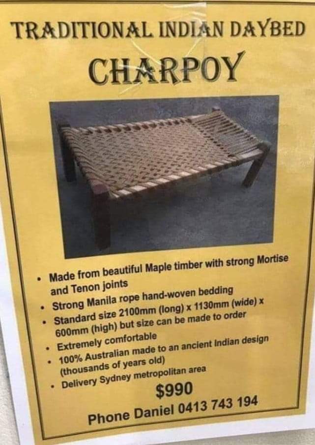 The Australian Charpoy Thank you for Selling Me the Exotic Naan Bread