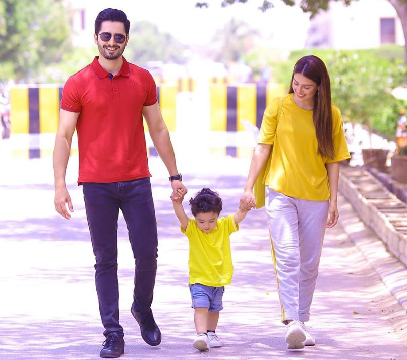 Ayeza Khan And Danish Taimoor Are Couple And Parent Goals In This Photo With Their Son Rayyan Masala