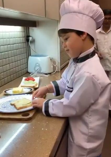Cuteness Alert! Karan Johar's son Yash Johar making a sandwich is all you need to cheer you up! - Masala