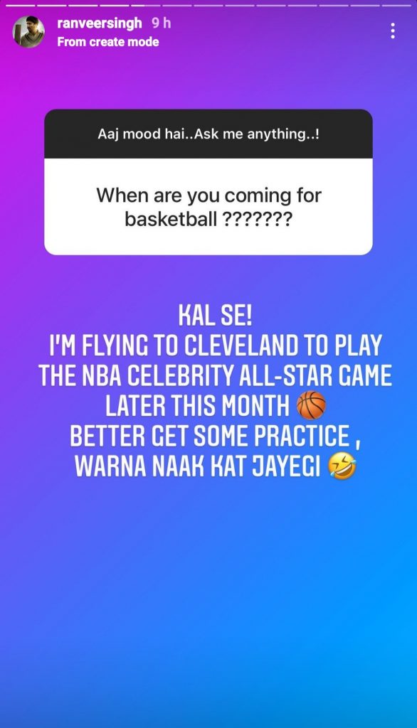 Ranveer Singh x NBA All Star game was like a dream for the superstar