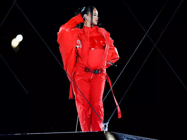 Rihanna redefines maternity fashion in a red outfit by Loewe