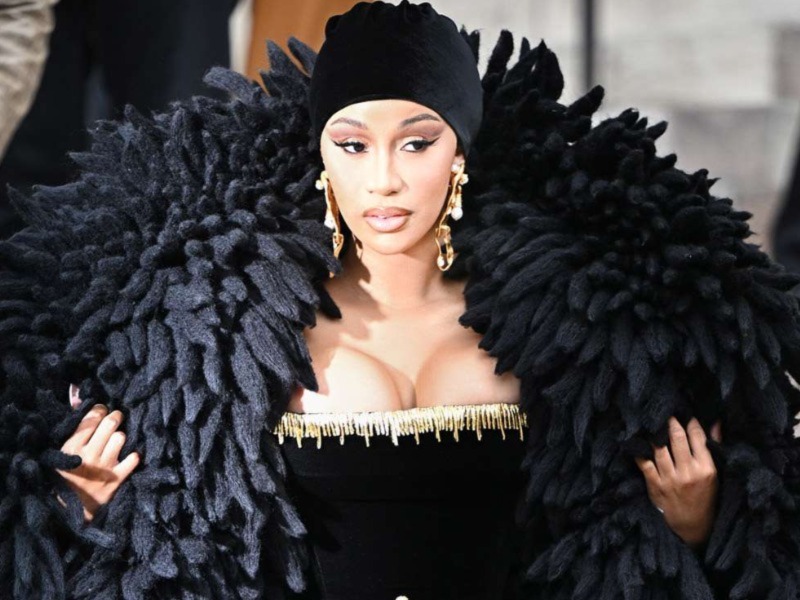 Cardi B steals show at PFW 2023 in stunning black gown