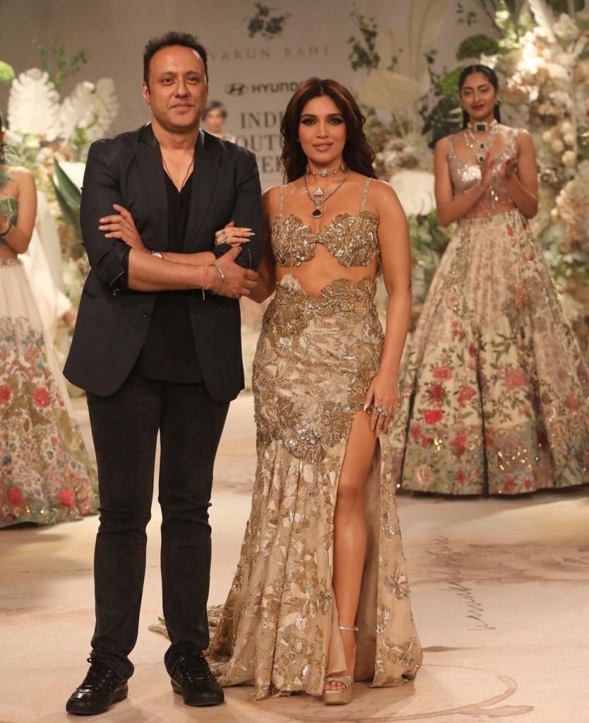 India Couture Week: Bhumi Pednekar channels her inner Greek goddess in Varun Bahl's golden ensemble