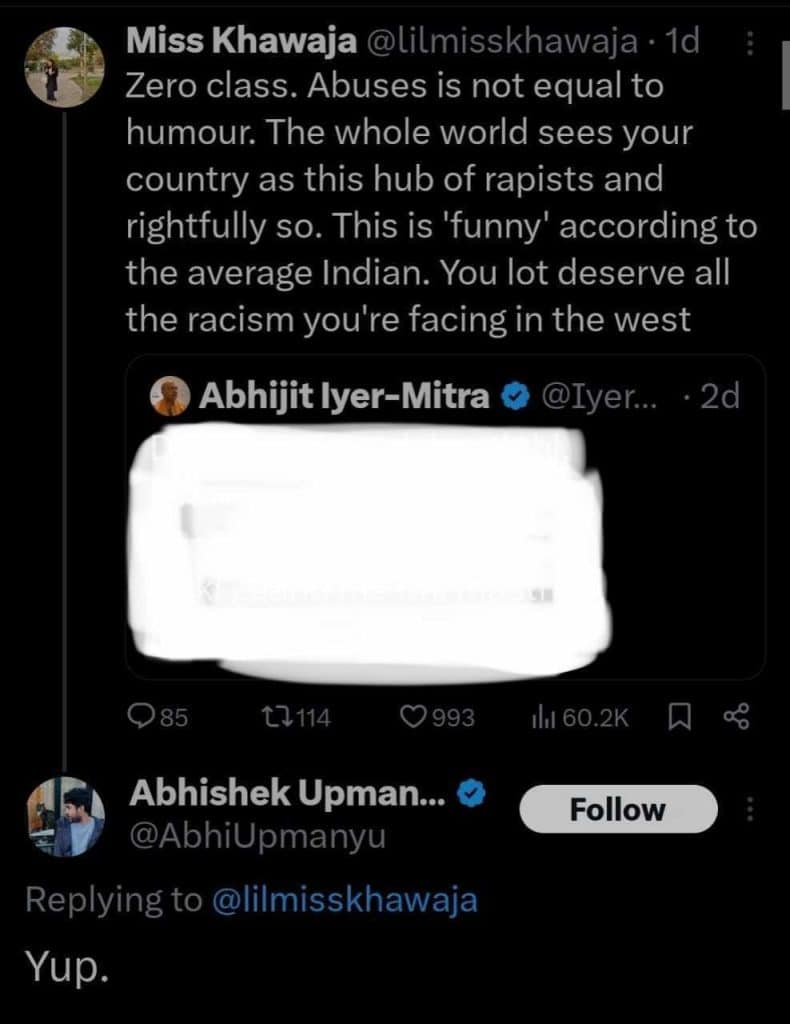 Abhishek Upmanyu Abhishek Upmanyu deactivates X account after agreeing to a Pakistani