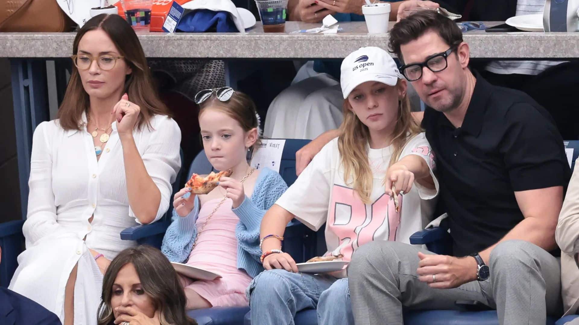 Emily Blunt & John Krasinski bring daughters at the US open