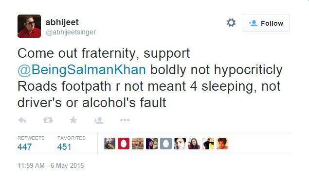 Abhijit tweets about Salman Khan verdict