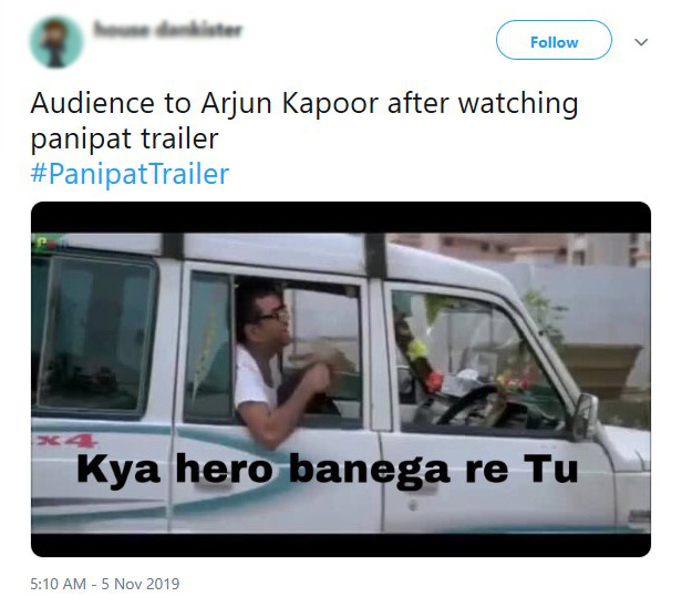 Panipat: Arjun Kapoor and Kriti Sanon's Film's Trailer Inspires Netizens to Create Funny Memes - Masala Panipat: Arjun Kapoor and Kriti Sanon's Film's Trailer Inspires Netizens to Create Funny Memes - Masala
