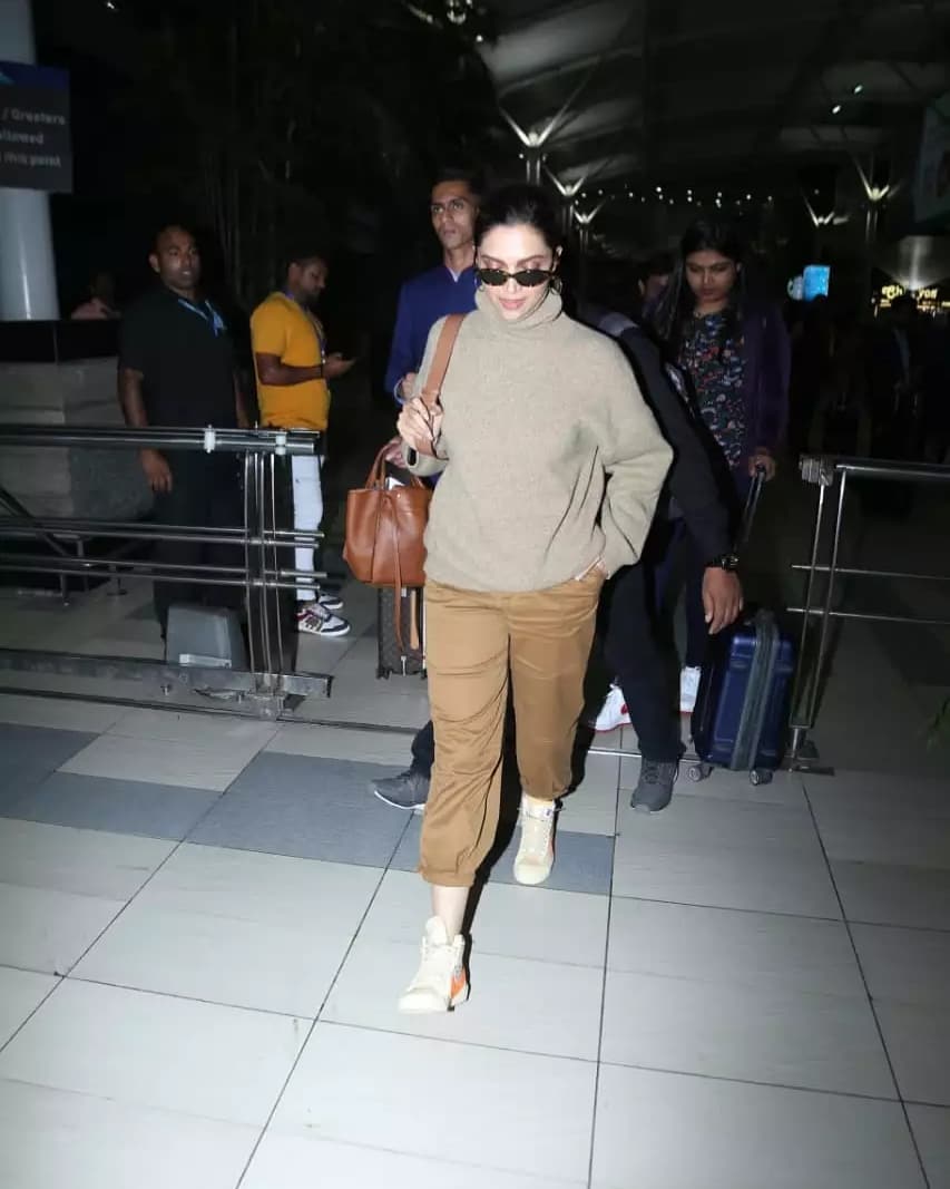 Deepika Padukone's chic airport look in monochromatic pants