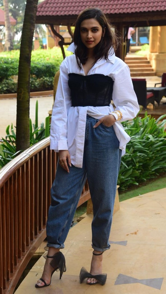 Deepika Padukone Steps Out In White And Black For Promotions - Masala.com