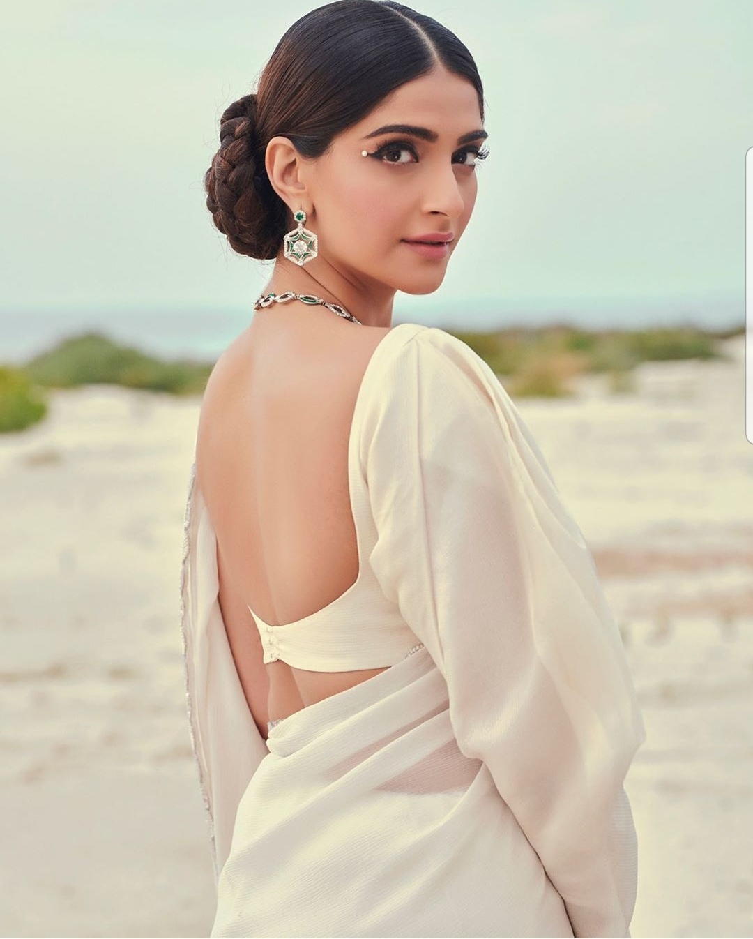 Sonam Kapoor Exudes the Old World Charm in a Classic Pearl Sari - Masala