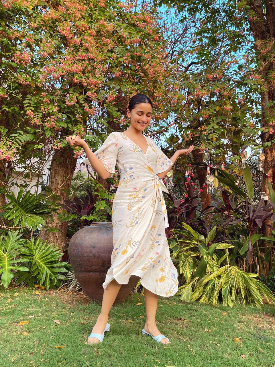 Alia Bhatt shows off her summer spirit in a floral wrap dress from Summer  Somewhere - Masala