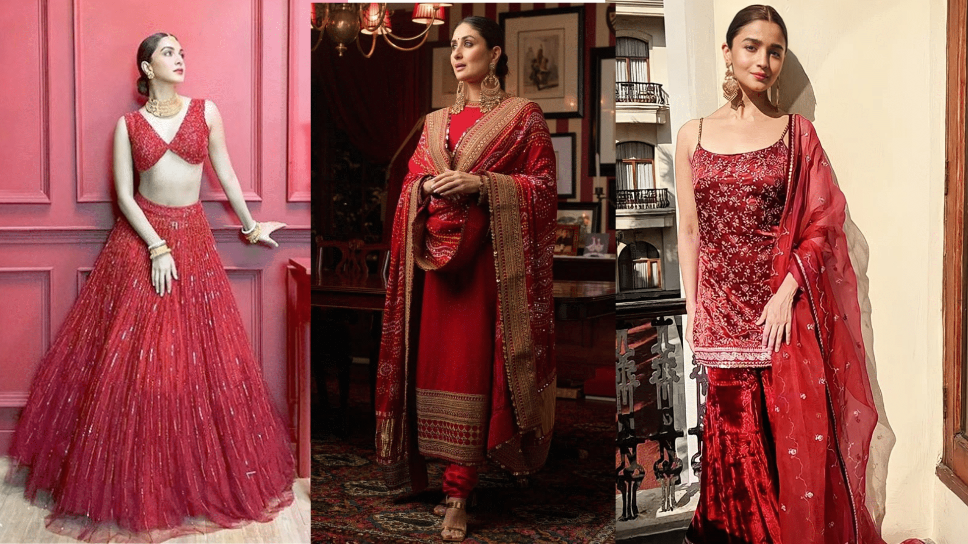 Karwa Chauth 2024 Ditch the saree and take inspiration from Alia Bhatt Kiara Advani and others on how to look best in other red ethnic outfits